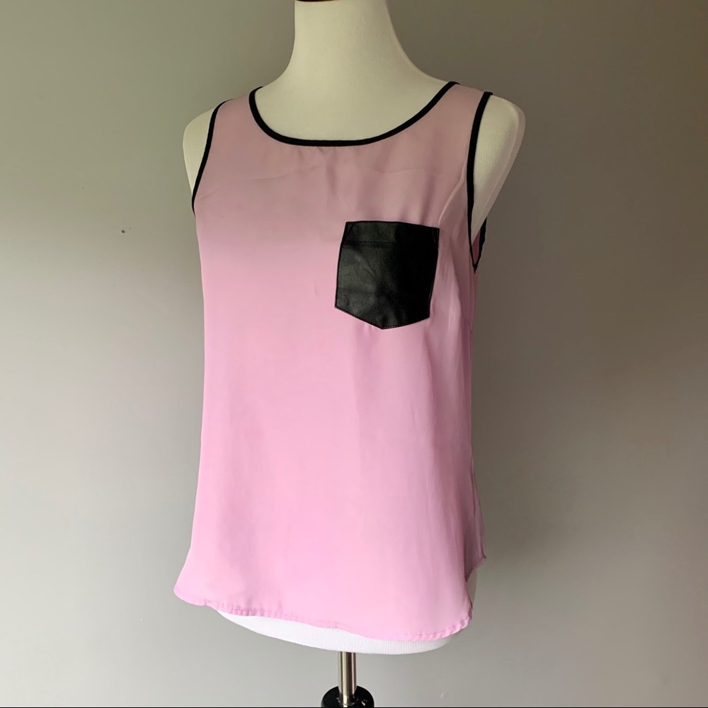Medium Lilac Pleather Pocket Tank